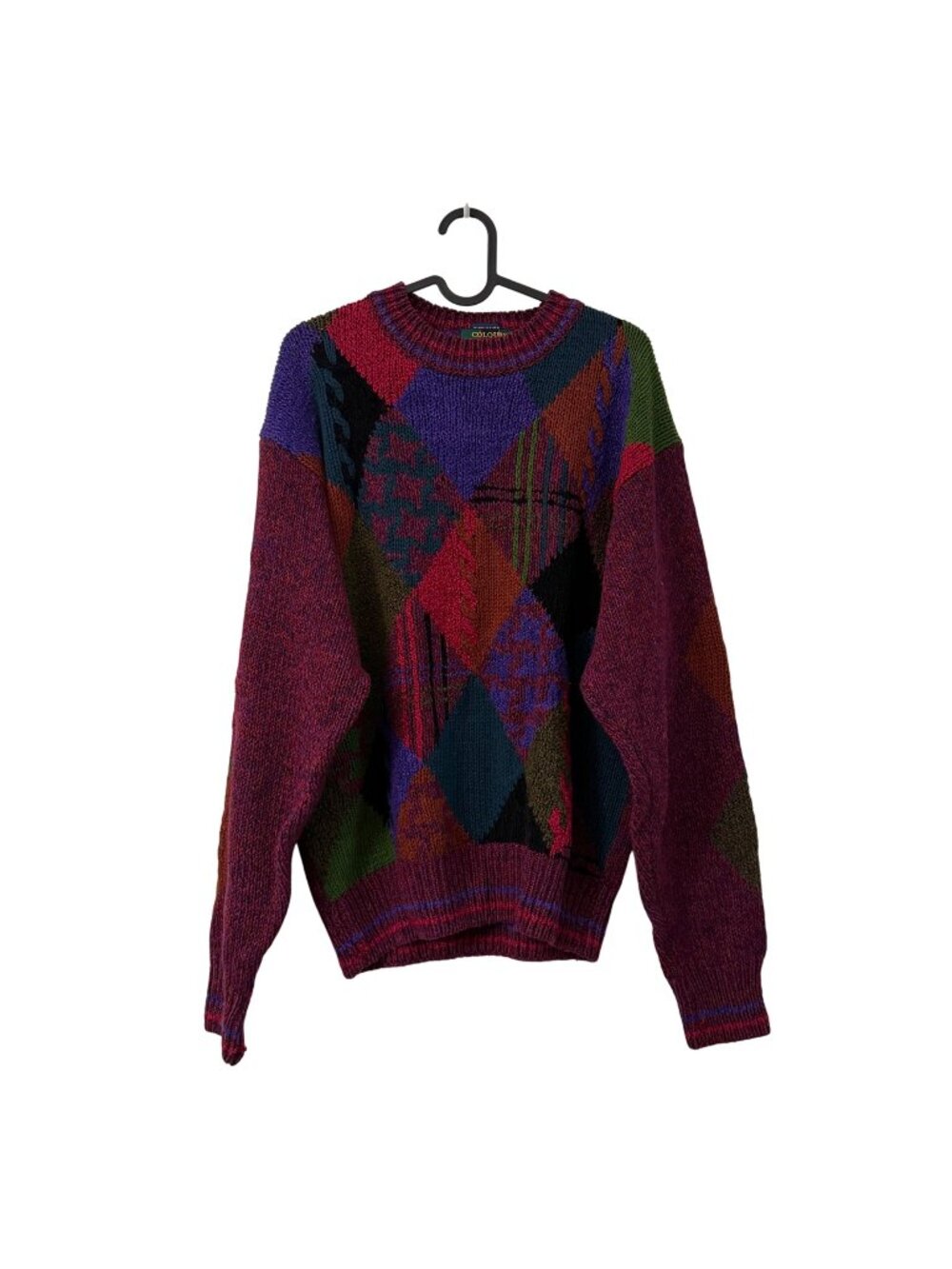 VTG Colours Alexander Julian Hand Framed Linen Blend Geometric Sweater Mens M